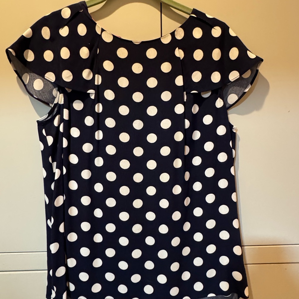 Boden Navy Polka Dot Blouse
